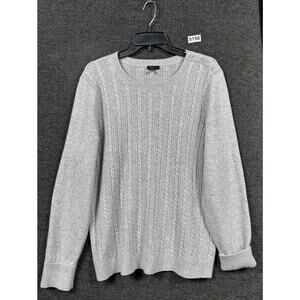 Talbots Knit Sweater Womens Size XL Gray/Silver Long Sleeve Pullover Crew Neck